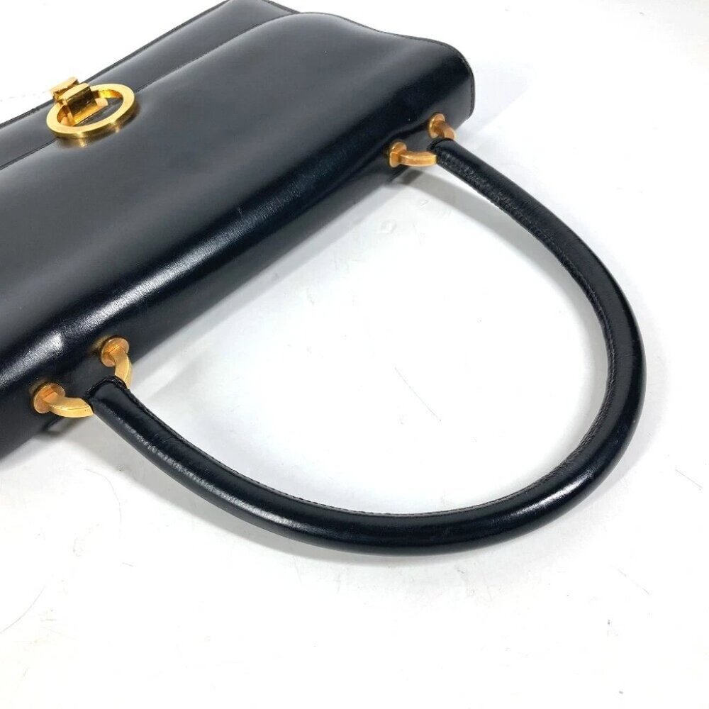 HERMES vintage Ring Do Hand Bag Flap Shoulder Bag Bock Scarf Black/GoldHardware - Picture 10 of 15